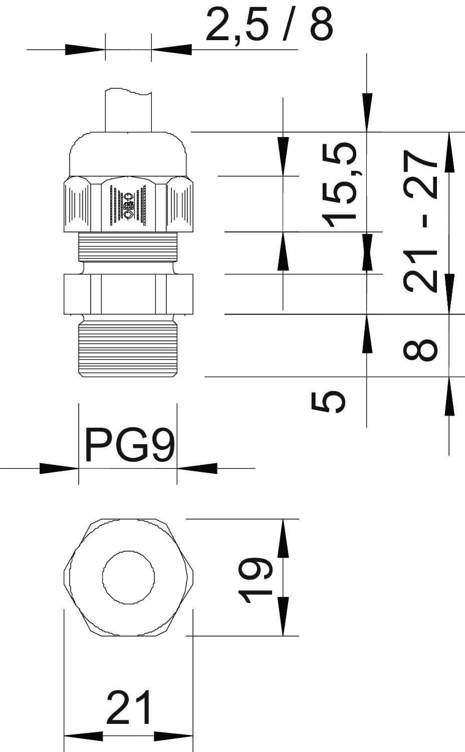 Presse Toupe V Tec Filetage Pg Gris Clair Pg Non Gris