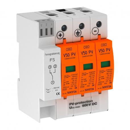 Parafoudre PV combiné V50, 600 V CC avec signalisation à distance 3 | IP20