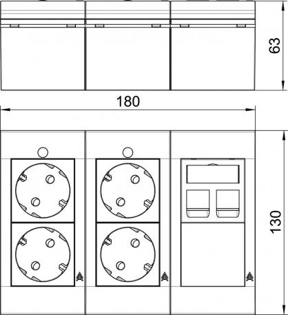 AT-AGCX2 Multiprise Cat: 5 blindés RJ45 socle x2,RJ45 prise